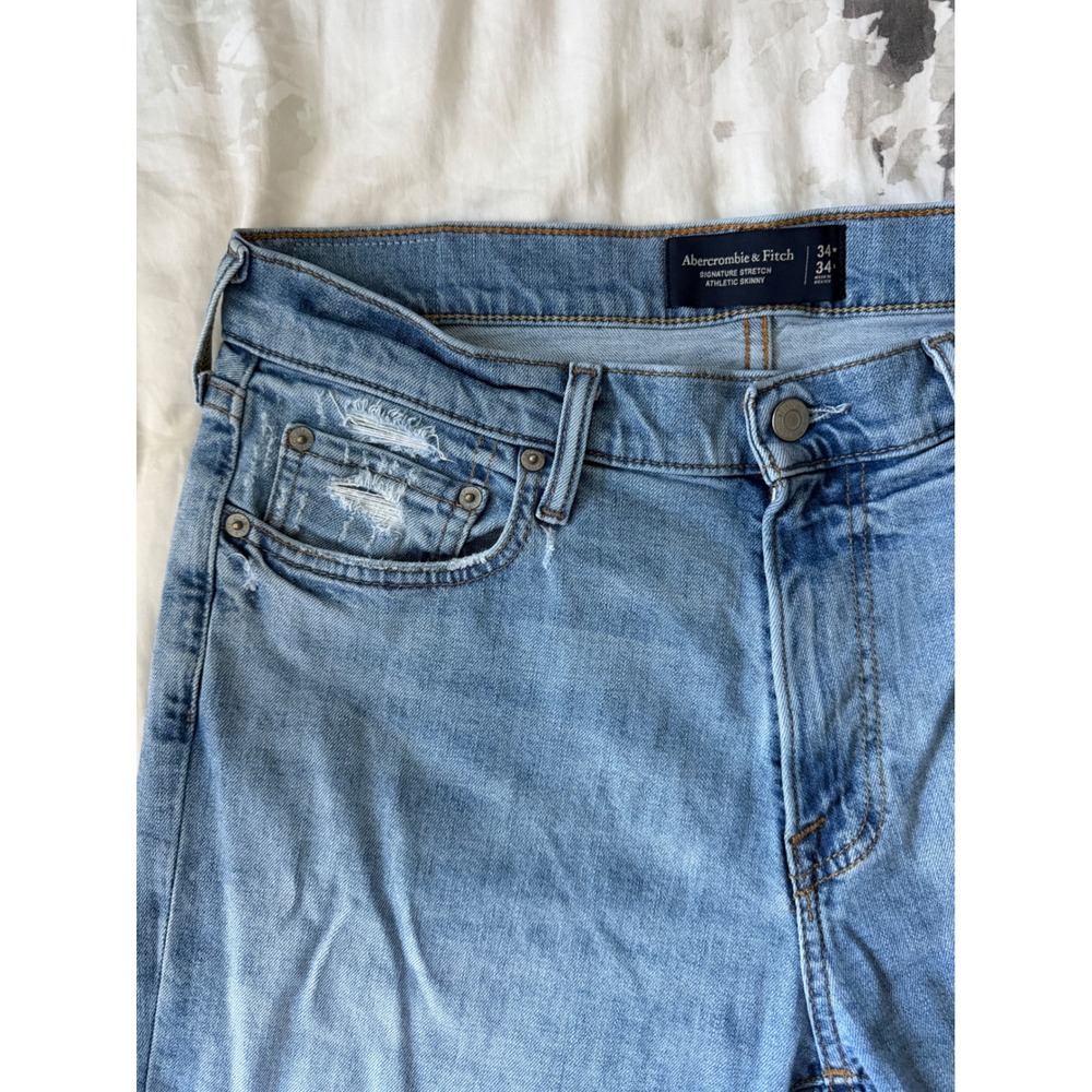 Abercrombie & Fitch Mens Signature Stretch Athletic Skinny Jeans Blue 34x34
